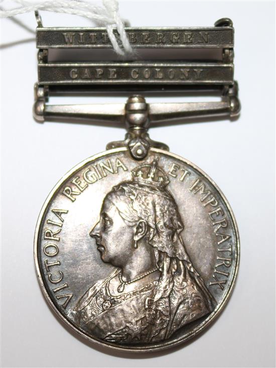 A QSA medal with Wittenbergen & Cape Colony clasps.